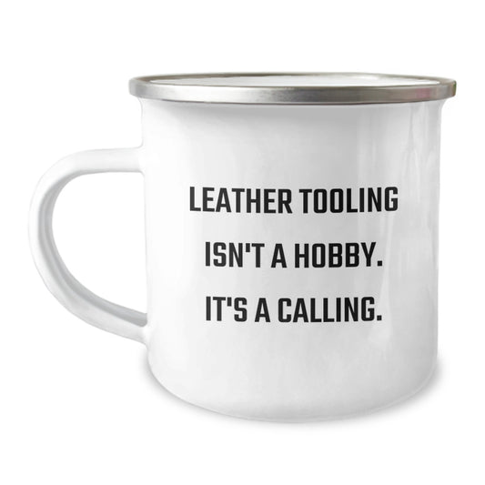Leather Tooling Camping Mug Gifts from Friends with Inspirational Quote, Unique Christmas Unique Gifts for Men, Women, and Leather Tooling Enthusiasts with Funny Mugs - Image 1