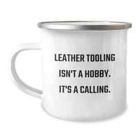 Load image into Gallery viewer, Leather Tooling Camping Mug Gifts from Friends with Inspirational Quote, Unique Christmas Unique Gifts for Men, Women, and Leather Tooling Enthusiasts with Funny Mugs - Image 1
