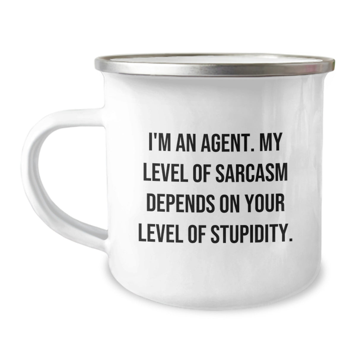 Funny Agent Gifts for Men Christmas Unique Mugs from Friends - Camping Mug with 'I'm An Agent. My Level Of Sarcasm Depends On Your Level Of Stupidity.' Quote - Image 1