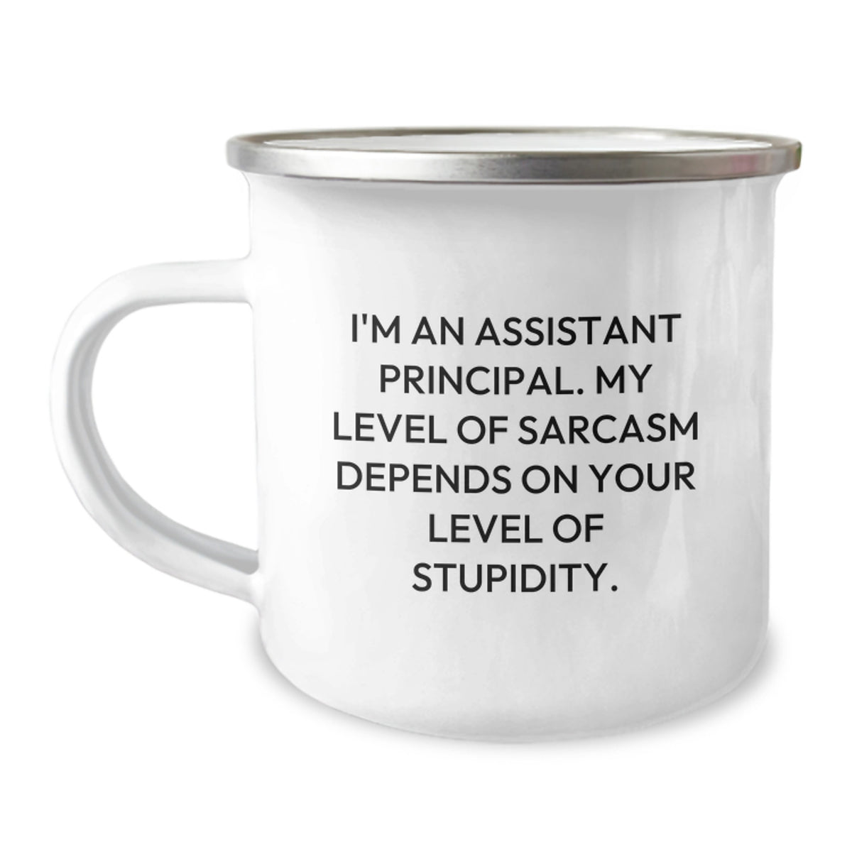 Funny Assistant Principal Gifts, Christmas Unique Mugs, I'm An Assistant Principal. My Level Of Sarcasm Depends On Your Level Of Stupidity., Stainless Steel Camping Mug - Image 1