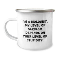 Load image into Gallery viewer, Funny Biologist Gifts from Men to Friends - Christmas Unique Mugs for Camping Enthusiasts, Sarcastic Quote about Stupidity - Image 1
