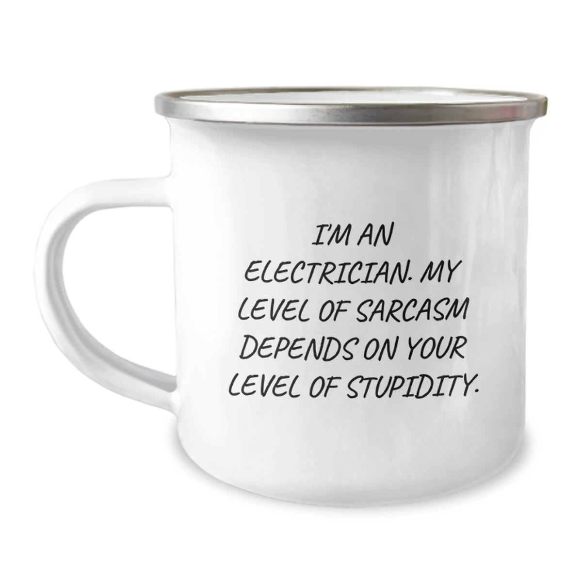 Funny Electrician Gifts for Men - Sarcasm Level Depends on Your Stupidity Camping Mug, Perfect Christmas Unique Gifts from Husband to Electrician Friend, 12 oz Stainless Steel - Image 1