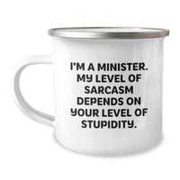 Load image into Gallery viewer, Funny Minister Gifts from Friends - Christmas Unique Presents for Men Ministers with Humorous Quote - Camping Mug 12 oz - Image 1

