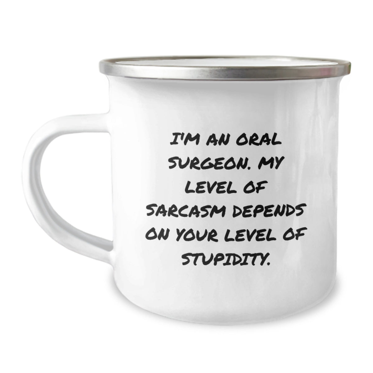 Funny Oral Surgeon Christmas Unique Gifts for Men from Friends - 'I'm An Oral Surgeon, My Level Of Sarcasm...' Camping Mug - Image 1