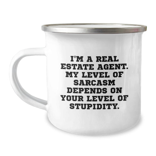 Funny Real Estate Agent Gifts for Men - I'm A Real Estate Agent, My Sarcasm Depends Gifts from Family - Camping Mug for Real Estate Agents Christmas Unique Gifts - Image 1