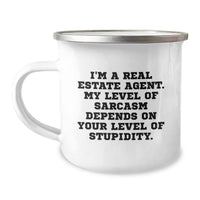 Load image into Gallery viewer, Funny Real Estate Agent Gifts for Men - I&#39;m A Real Estate Agent, My Sarcasm Depends Gifts from Family - Camping Mug for Real Estate Agents Christmas Unique Gifts - Image 1
