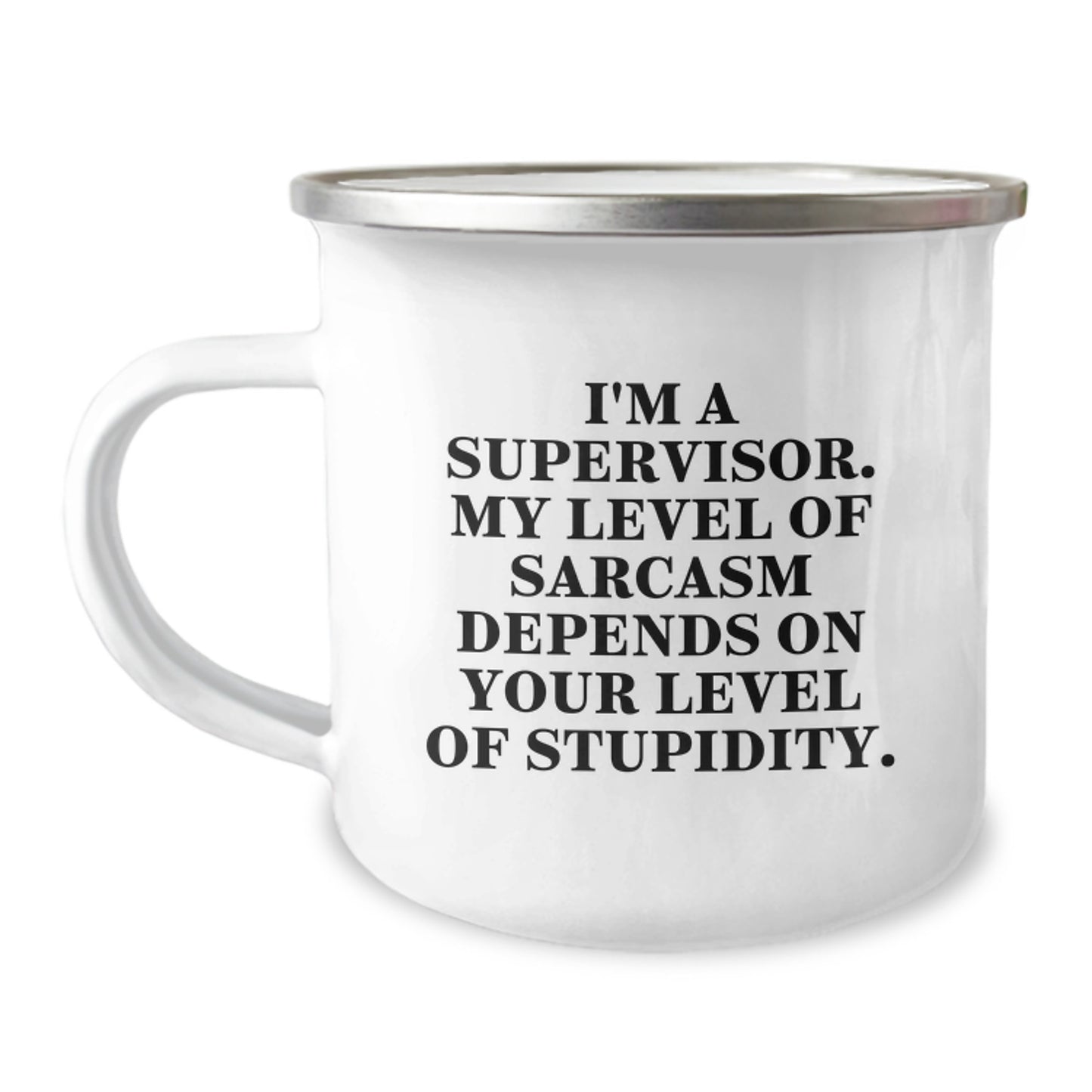 Funny Supervisor Gifts for Men, 'I'm A Supervisor, My Level Of Sarcasm Depends On Your Level Of Stupidity' Camping Mugs from Friends, Unique Christmas Unique Gifts - Image 1