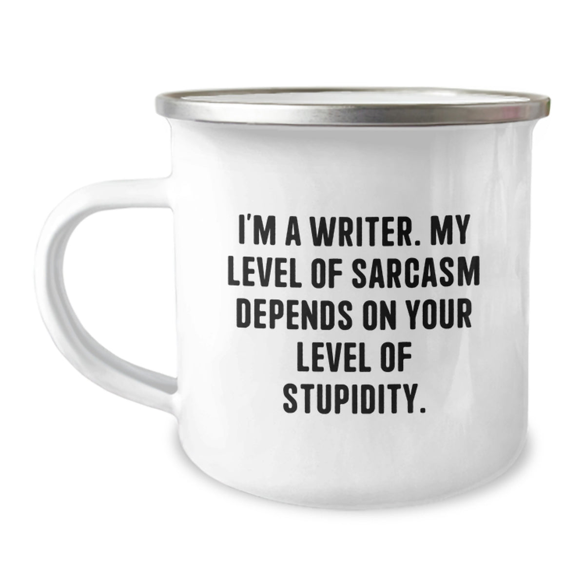 Funny Writer Gifts from Men to Friends, Inspirational Camping Mug for Writers, Christmas Unique Gifts for Him, I'm A Writer. My Level Of Sarcasm Depends On Your Level Of Stupidity. - Image 1
