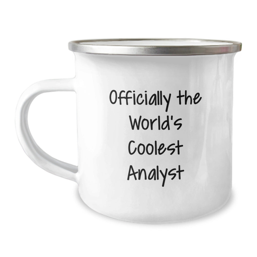 Funny Analyst Gifts for Men, Officially The World's Coolest Analyst, Camping Mug Christmas Unique Presents from Friends and Family - Image 1