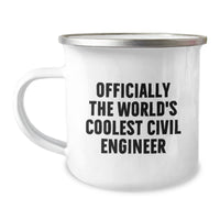 Load image into Gallery viewer, Funny Civil Engineer Gifts for Men, &#39;Officially The World&#39;s Coolest Civil Engineer&#39; Camping Mug for Christmas Unique Gifts - Image 1
