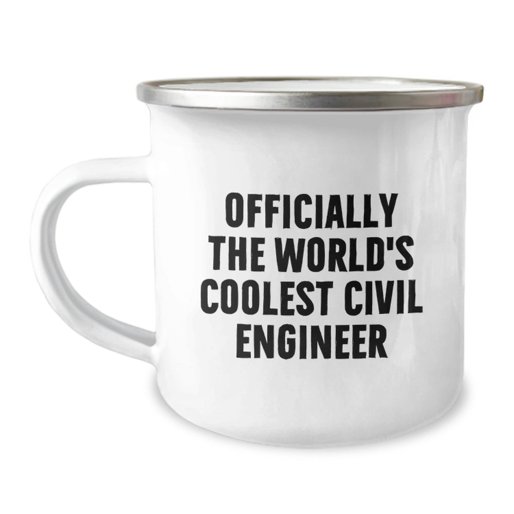 Funny Civil Engineer Gifts for Men, 'Officially The World's Coolest Civil Engineer' Camping Mug for Christmas Unique Gifts - Image 1