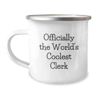 Load image into Gallery viewer, Funny Clerk Gifts from Friends - Camping Mug, Officially The World&#39;s Coolest Clerk, Christmas Unique Mugs for Men Women - Image 1
