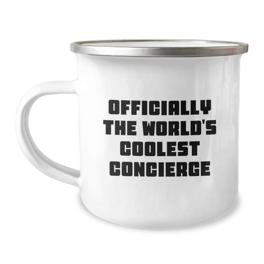 Unique Concierge Gifts from Friends for Men, Women, or Coworkers, Camping Mug, Officially The World's Coolest Concierge, 'The World's Coolest Concierge' Quote, Stainless Steel, Christmas Unique Gifts - Image 1