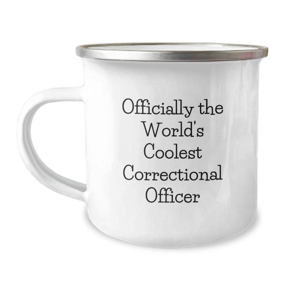 Funny Correctional Officer Gifts for Men from Family - Officially The World's Coolest Correctional Officer Camping Mug, 12 oz Stainless Steel with Enamel Finish, Christmas Unique Gifts - Image 1