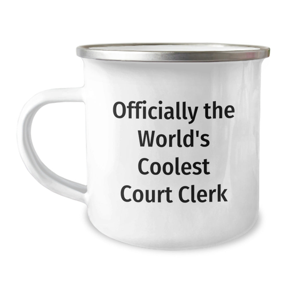 Funny Court Clerk Gifts for Men - Officially The World's Coolest Court Clerk, Court Clerk Camping Mug, Christmas Unique Gifts from Friends - Image 1