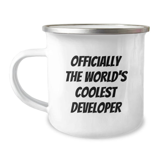 Developer Gifts - Officially The World's Coolest Developer - Funny Camping Mug for Men, Women, Friends, Coworkers, Family - Unique Christmas Memorable Presents - Image 1