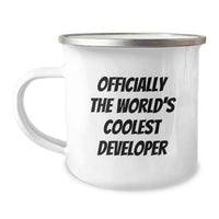 Load image into Gallery viewer, Developer Gifts - Officially The World&#39;s Coolest Developer - Funny Camping Mug for Men, Women, Friends, Coworkers, Family - Unique Christmas Memorable Presents - Image 1

