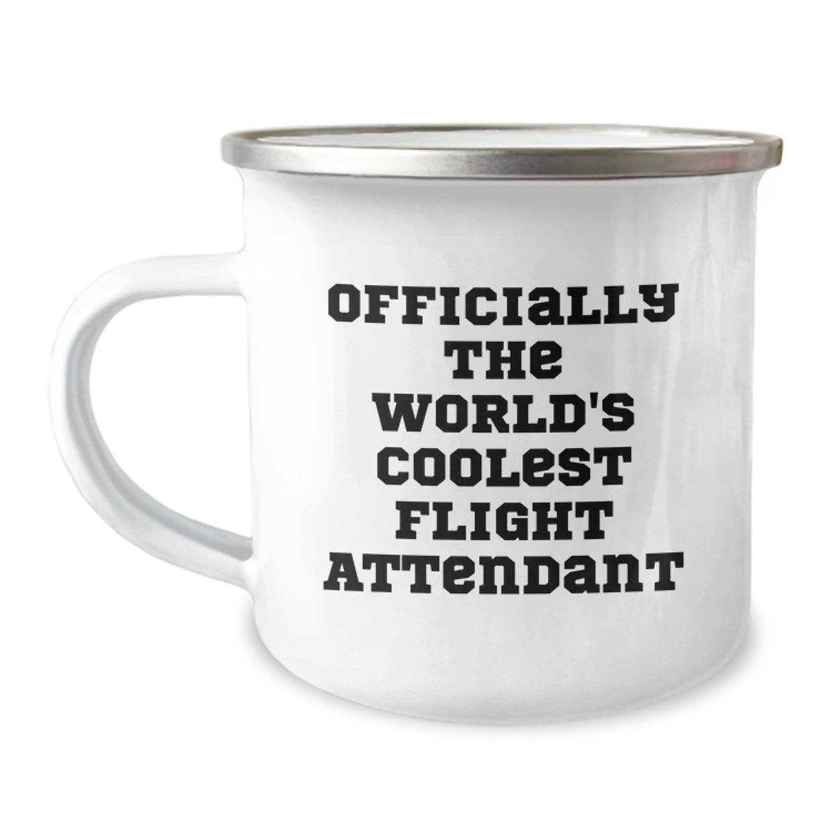 Unique Christmas Unique Gifts for Flight Attendants - Funny Camping Mug, 'Officially The World's Coolest Flight Attendant' Quote, Stainless Steel with Enamel Finish, 12 oz Capacity - Image 1