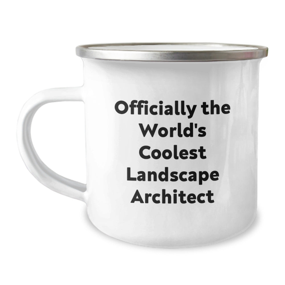 Funny Landscape Architect Gifts, Unique Christmas Unique Gifts for Men from Friends, 'Officially The World's Coolest Landscape Architect' Camping Mug - Image 1