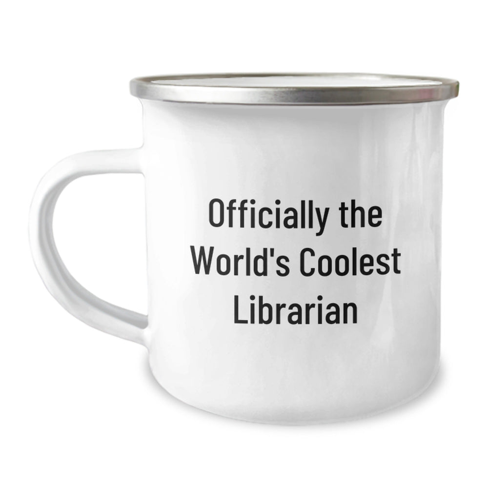 Funny Gifts from Friends for Librarian - Officially The World's Coolest Librarian Camping Mug - Unique Christmas Unique Gifts for Librarian Men - Image 1