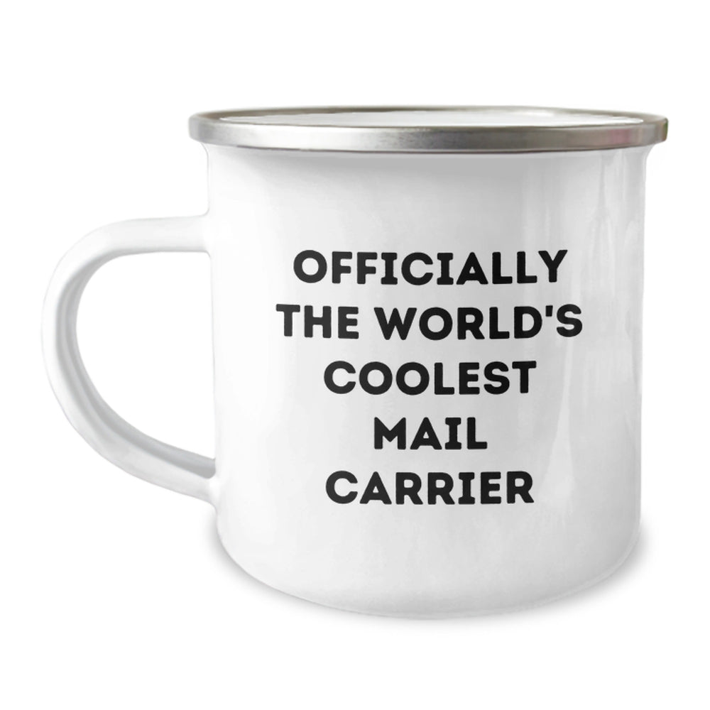 Mail Carrier Gifts, Christmas Unique Mug for Men, Funny 'Officially The World's Coolest Mail Carrier' Camping Mug - Image 1