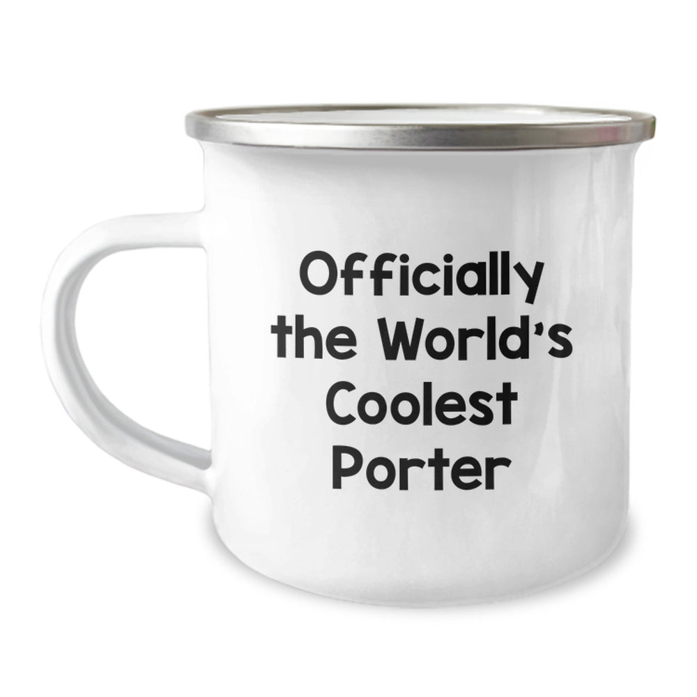 Funny Porter Gifts Christmas Unique Gifts from Men to Friends Camping Mug - 'Officially The World's Coolest Porter' - Image 1