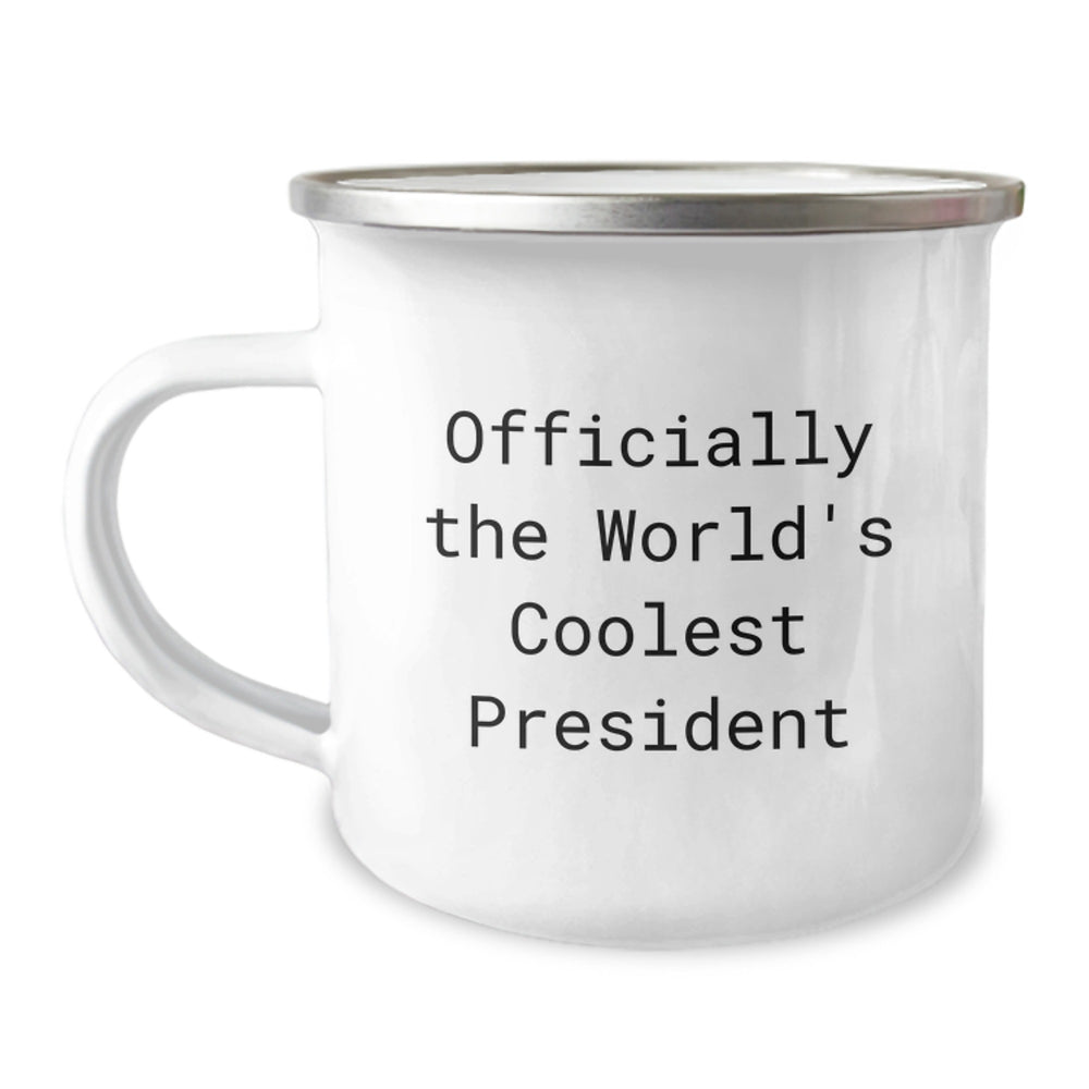 Funny President Gifts for Men, 'Officially The World's Coolest President' Camping Mug, Christmas Unique Gifts from Friends and Family - Image 1