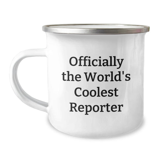 Funny Reporter Gifts from Dad to World's Coolest Reporter on Christmas Unique Gifts, Officially The World's Coolest Reporter Camping Mug for Men, Reporter Enthusiast Mug for Coffee Lovers - Image 1