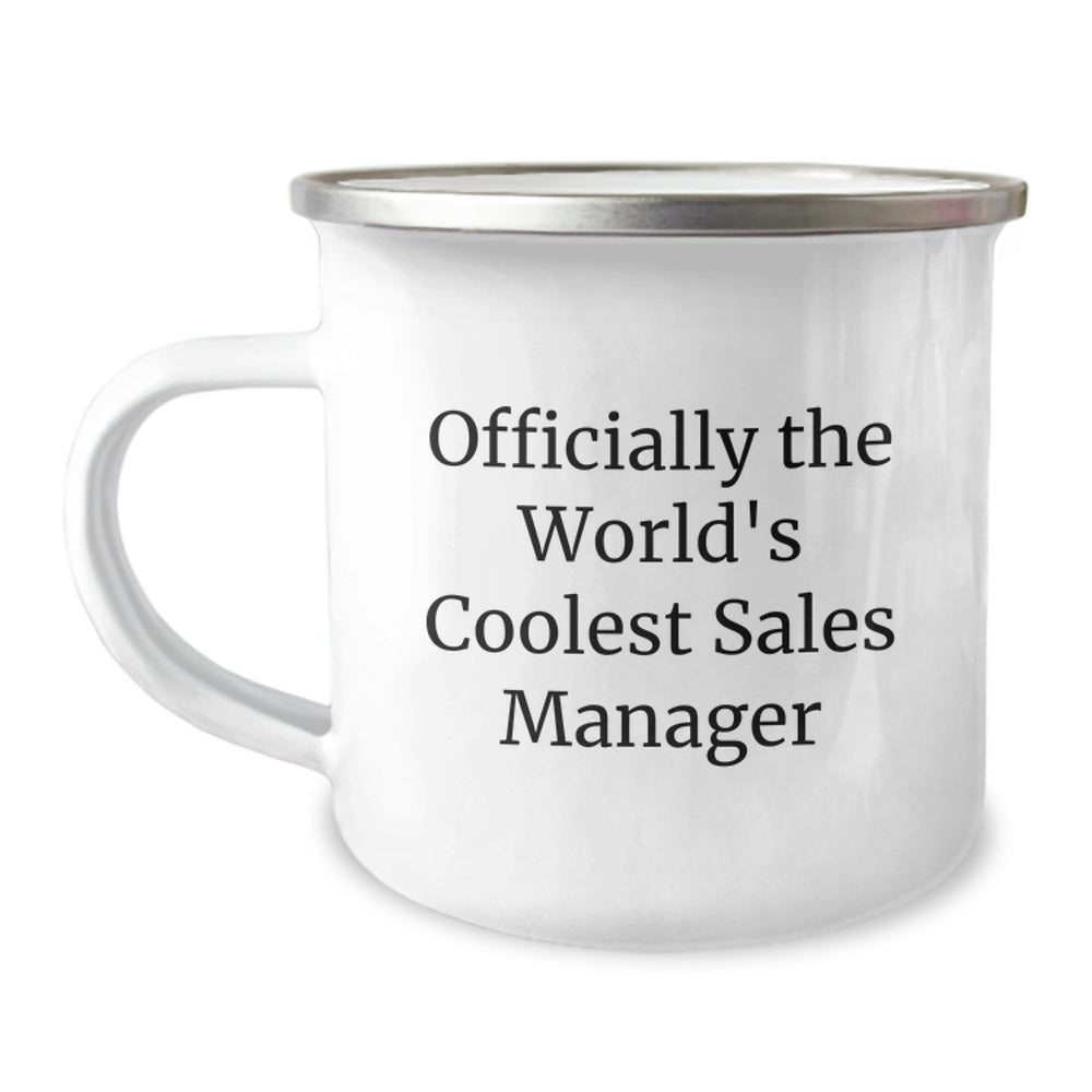 Funny 'Officially The World's Coolest Sales Manager' Christmas Unique Gifts from Friends to Sales Manager Camping Mug - Image 1