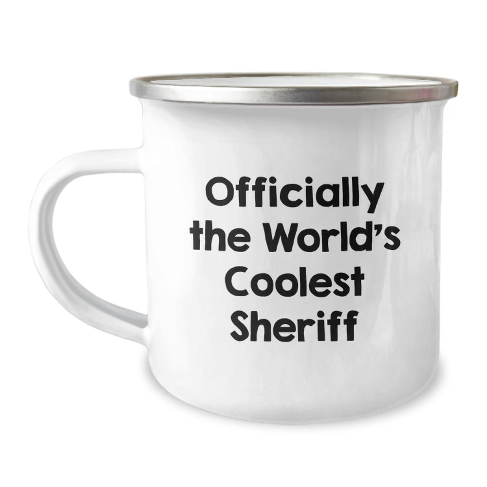 Funny Sheriff Gifts, Officially The World's Coolest Sheriff Camping Mug, Christmas Unique Sheriff Mugs for Sheriff - Image 1