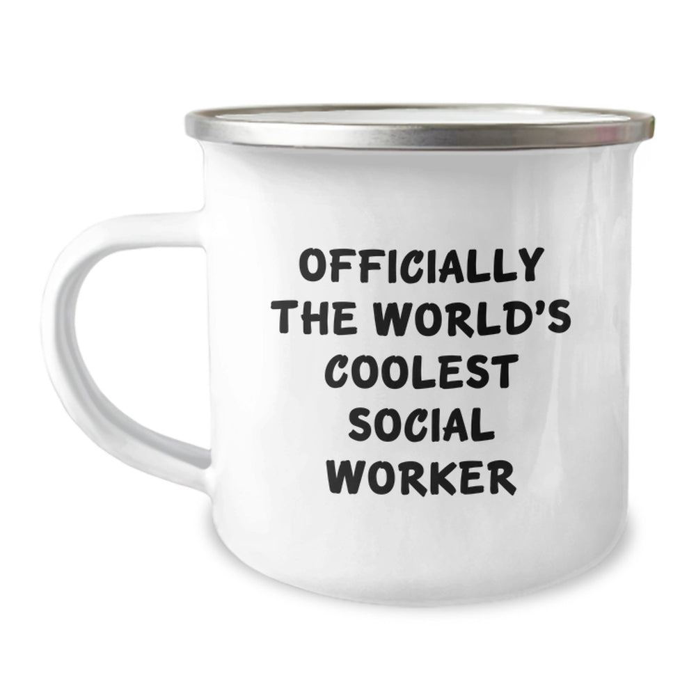 Funny Social Worker Gifts from Friends, Camping Mug for Social Worker, Officially The World's Coolest Social Worker Christmas Unique Gifts - Image 1