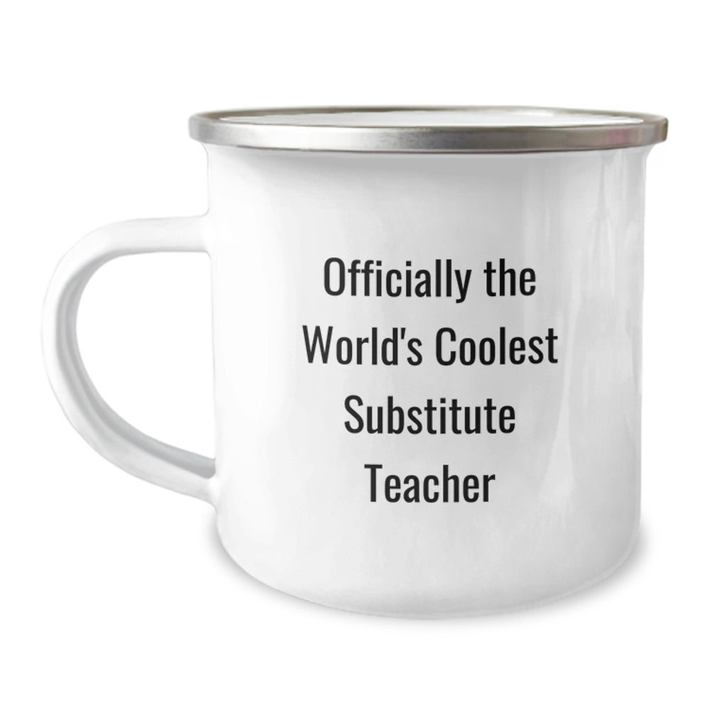 Funny Substitute Teacher Christmas Unique Gifts from Men to Friends - 'Officially The World's Coolest Substitute Teacher' Camping Mug - Image 1