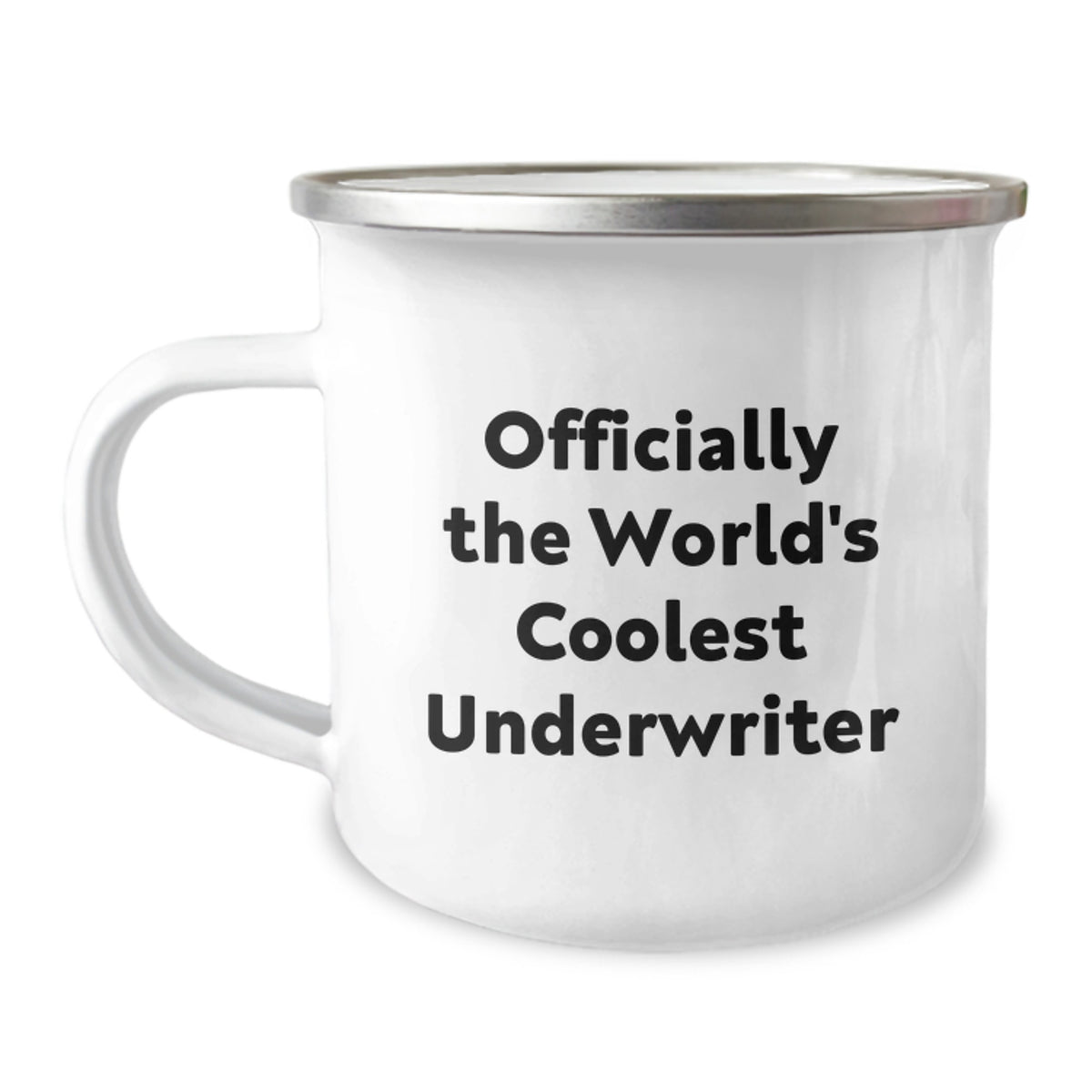 Funny 'World's Coolest Underwriter' Camping Mug Gifts for Men from Friends and Family at Christmas - Image 1
