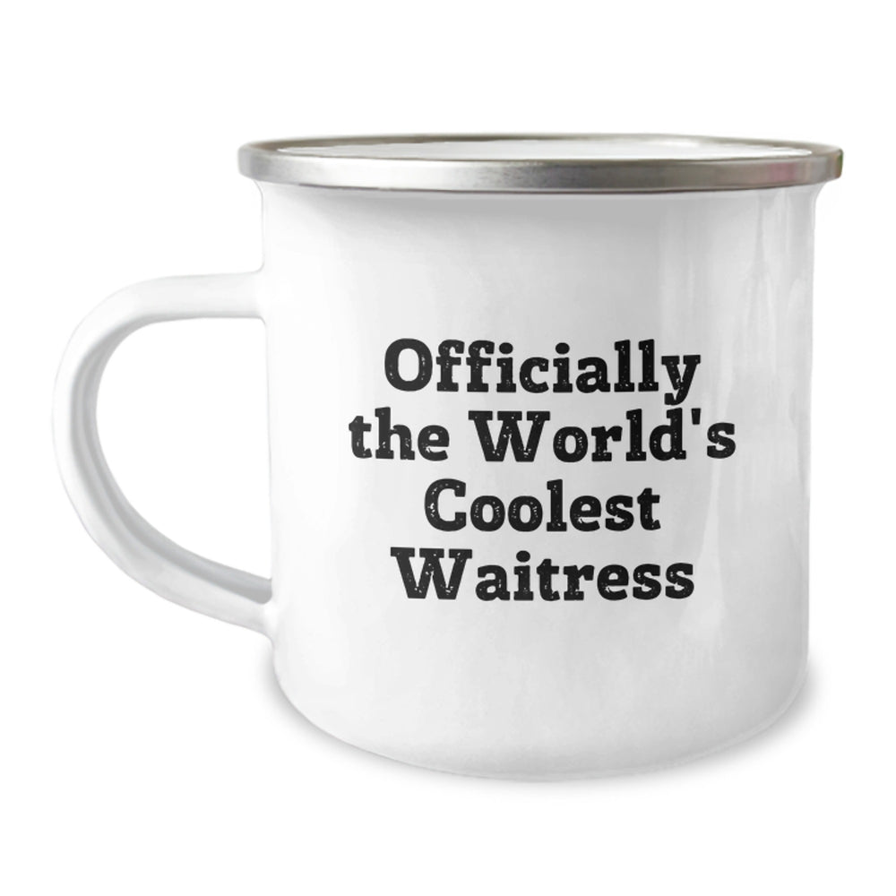 Gifts for the World's Coolest Waitress, Fun Camping Mug for Friends and Family, Officially Quirky Waitress Gifts on Christmas - Image 1