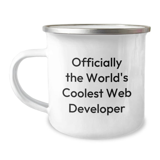 Funny Web Developer Gifts from Friends - Christmas Unique Presents for Men - Officially The World's Coolest Web Developer Camping Mug - Image 1