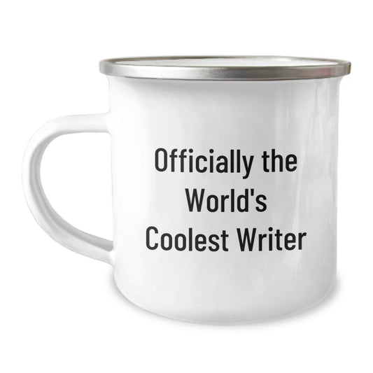 Funny Writer Gifts from Friends for Christmas Unique Camping Mug - Officially The World's Coolest Writer - Image 1