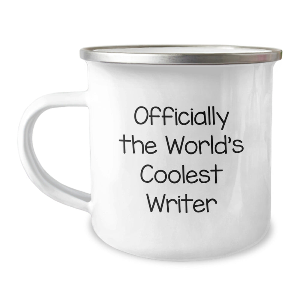 Funny Christmas Unique Gifts from Friends for Writers, Officially The World's Coolest Writer Camping Mug Writer Gifts - Image 1