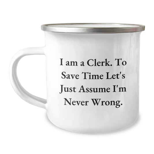 Funny Clerk Quotes Gifts for Men Birthday Unique Camping Mug from Friends - Image 1