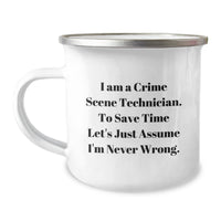 Load image into Gallery viewer, Funny Crime Scene Technician Gifts for Men Christmas Unique Camping Mugs with I&#39;m Never Wrong Quote, Gifts from Friends for Crime Scene Technician Men, Fun Camping Mug - Image 1
