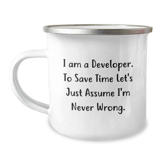 Funny Developer Gifts for Men from Coworkers - Camping Mug with I'm Never Wrong Quote, Perfect for Christmas Unique Gifts - Image 1