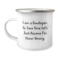 Load image into Gallery viewer, Funny Developer Gifts for Men from Coworkers - Camping Mug with I&#39;m Never Wrong Quote, Perfect for Christmas Unique Gifts - Image 1
