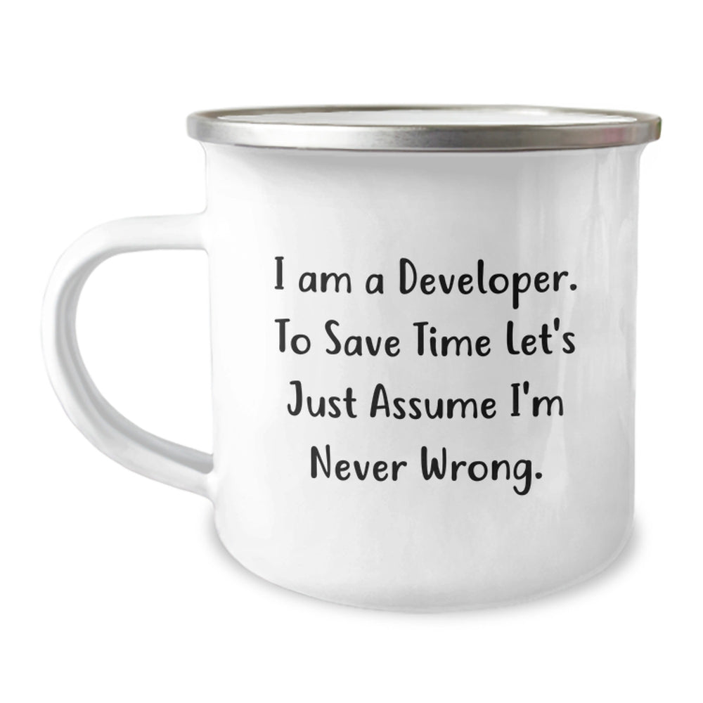 Funny Developer Gifts for Men from Coworkers - Camping Mug with I'm Never Wrong Quote, Perfect for Christmas Unique Gifts - Image 1