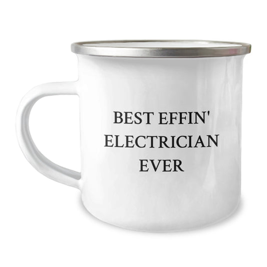 Funny Electrician Gifts for Men from Friends and Family - Best Effin' Electrician Ever Camping Mug, Unique Christmas Unique Gifts - Image 1