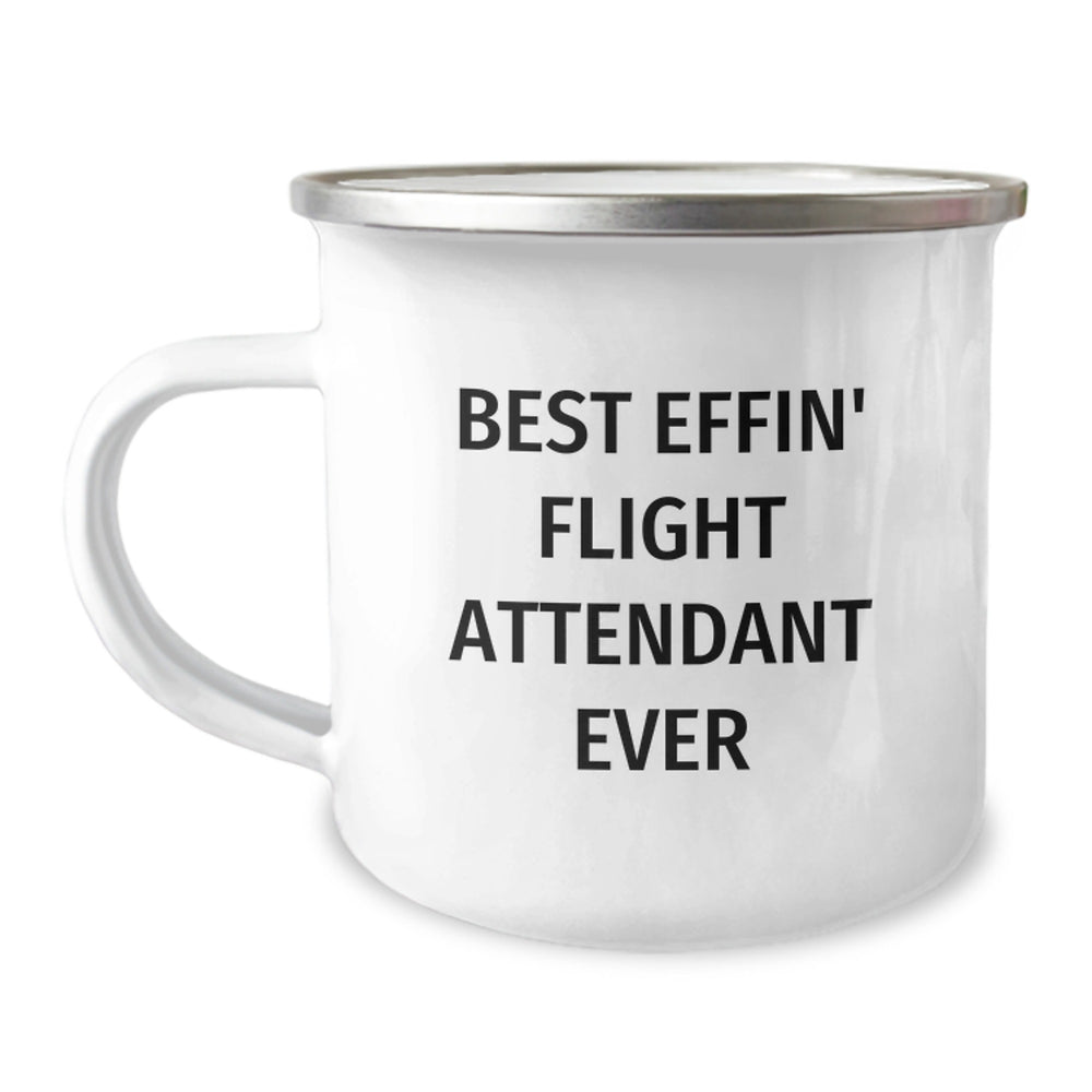 Funny Flight Attendant Mugs, Best Effin' Flight Attendant Ever Gifts from Friends to Flight Attendants, 12 oz Stainless Steel Camping Mugs for Birthday Unique Gifts - Image 1