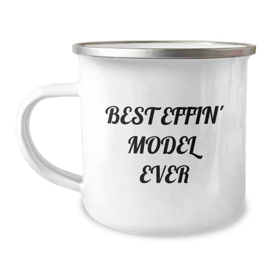 Funny Model Gifts for Men, Best Effin' Model Ever Enamel Camping Mug, Christmas Unique Gifts from Friends, Model Lover Mug - Image 1