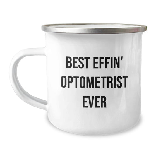 Optometrist Gifts from Family - Funny Best Effin Camping Mug for Men, Stainless Steel with Enamel Finish, 12 oz Capacity, Perfect for Christmas Unique Gifts - Image 1