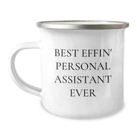 Load image into Gallery viewer, Funny Personal Assistant Gifts for Men - Best Effin&#39; Camping Mug, Christmas Unique Presents for Personal Assistant, 12 oz Stainless Steel with Enamel Finish - Image 1
