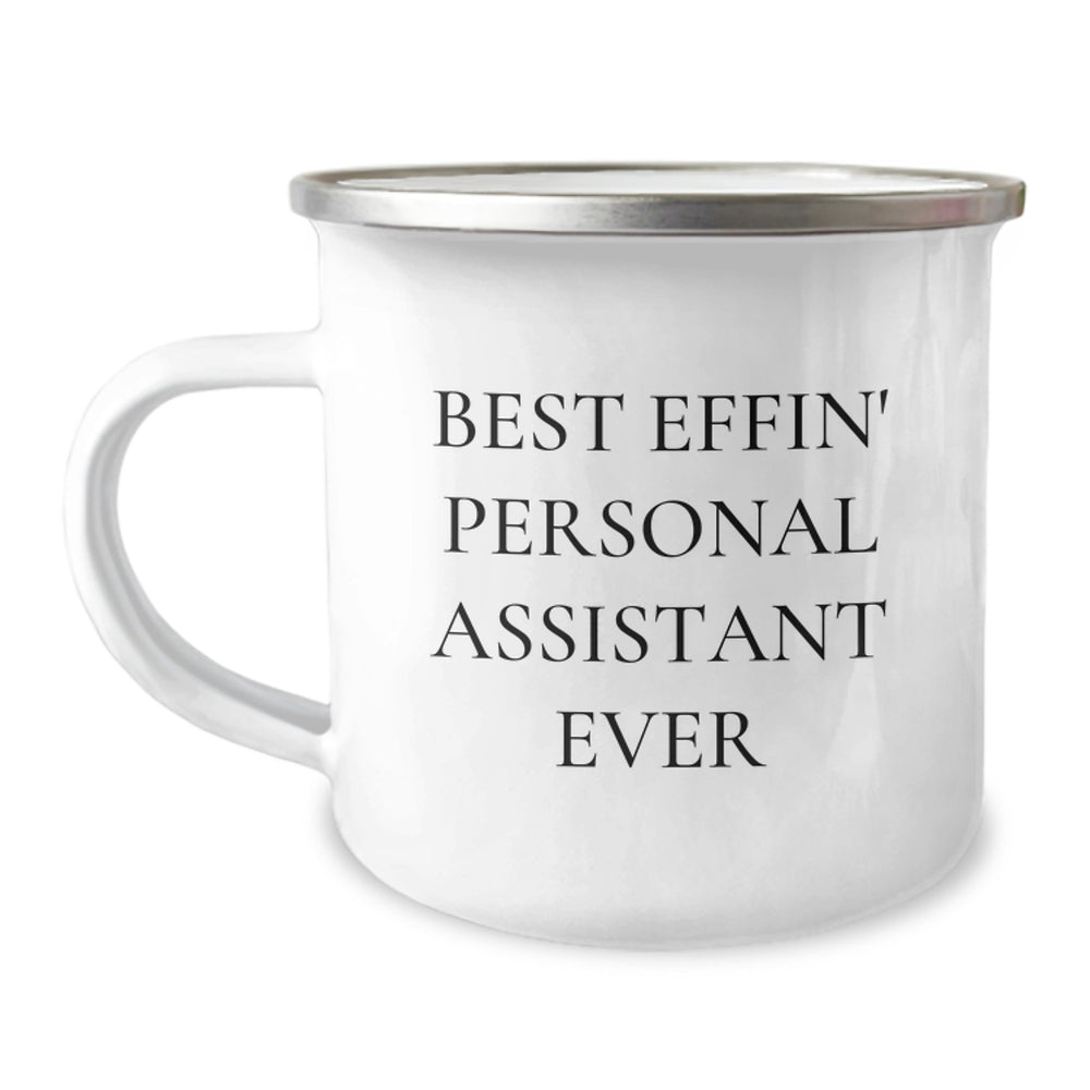 Funny Personal Assistant Gifts for Men - Best Effin' Camping Mug, Christmas Unique Presents for Personal Assistant, 12 oz Stainless Steel with Enamel Finish - Image 1