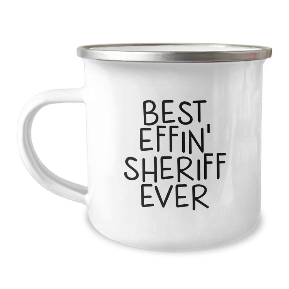 Funny Sheriff Gifts for Men, Camping Mug - Best Effin' Sheriff Ever, Unique Gift Ideas for Sheriff on Christmas - Image 1