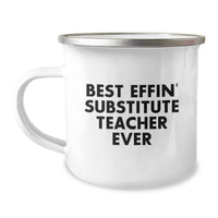 Load image into Gallery viewer, Funny Gifts from Friends for the Best Effin&#39; Substitute Teacher Ever Camping Mug - Image 1
